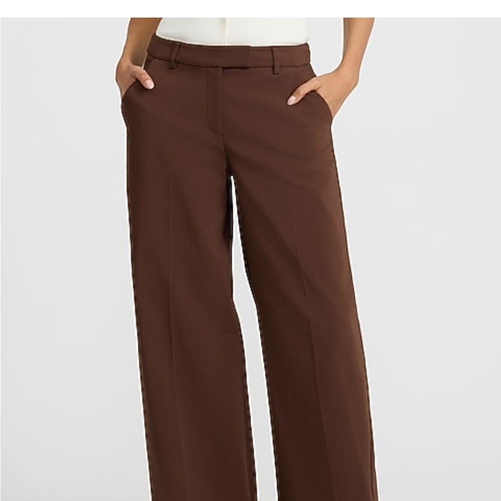 Size 2 Short Wide-Leg Brown Women's Dress Pants - Express Editor